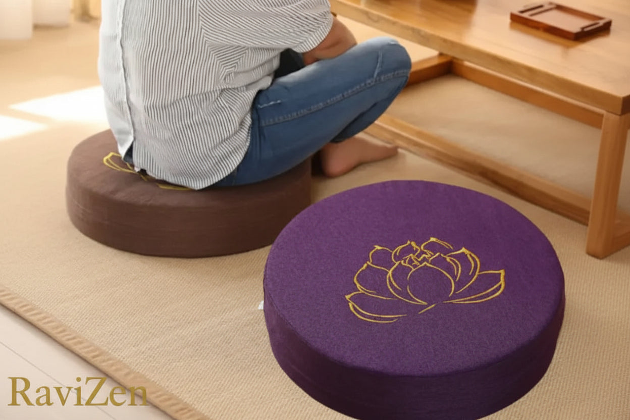 Yoga- en meditatiekussen van linnen (40x6 cm)