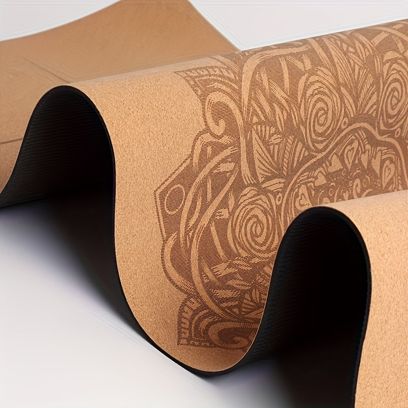 Cork Yoga Mat with Mandala Design – Non-Slip & Durable | For Yoga and Meditation